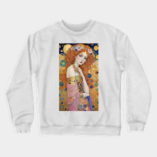 Gustav Klimt's Golden Muse: Inspired Woman in Divine Splendor Crewneck Sweatshirt